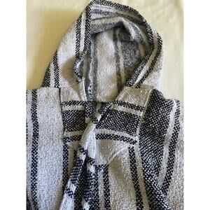 Baja Joe Poncho Adult SZ M Black Gray Hoodie Surfer Skater Drug Rug Mexican